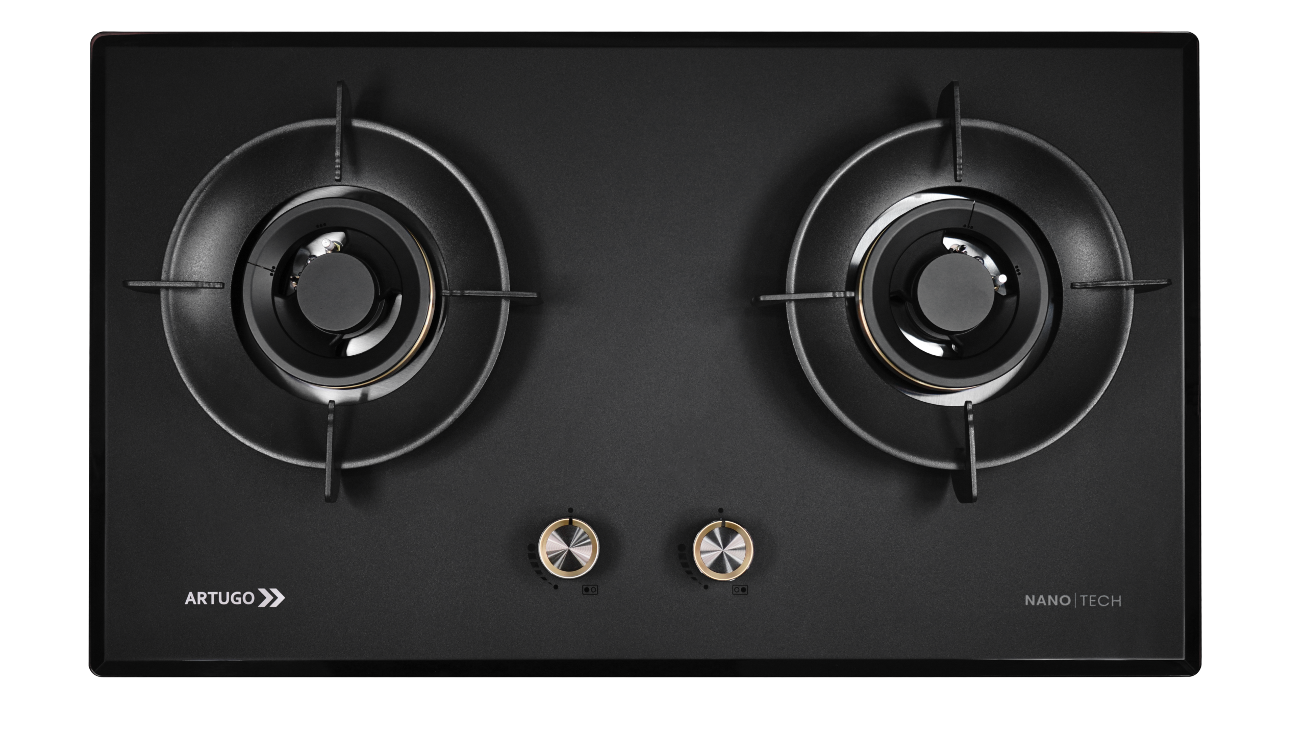 ARTUGO Kompor Tanam GAS 2 Tungku 70cm  Hob AH 2735 FM  ICE GLASS + NANO TECH